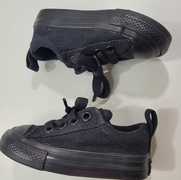 CONVERSE ALL STAR STREET OX LOW MONO BLACK SHOE BABY TODDLER SIZE 4 - Picture 11 of 13